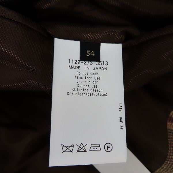 実際に弊社で買取させて頂いた【未使用】SOVEREIGN/ソブリン UNITED ARROWS/ユナイテッドアローズ カシミヤ混チェック3Bテーラードジャケット/54の画像 4枚目