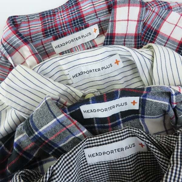 実際に弊社で買取させて頂いたHEAD PORTER PLUS/ヘッドポータープラス 半袖/長袖 チェック/ストライプ/ウエスタン/シャツ M/4点セットの画像 2枚目
