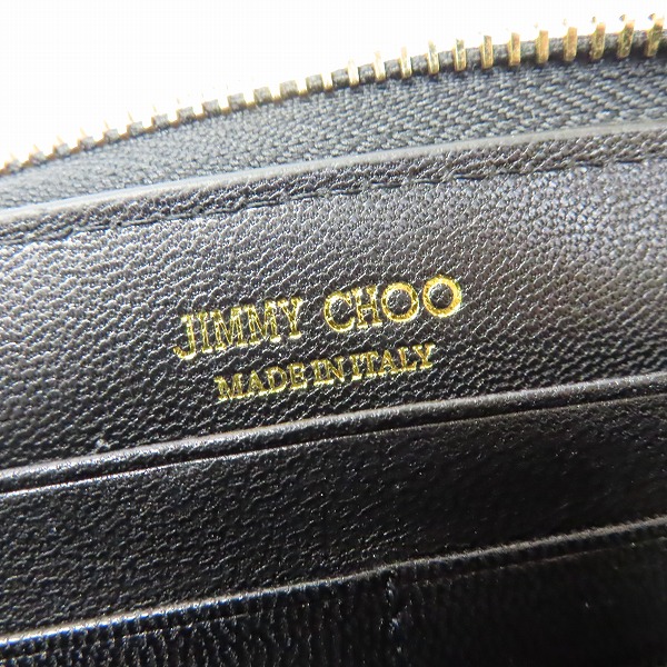 実際に弊社で買取させて頂いたJIMMY CHOO/ジミーチュウ スタースタッズ レザー ラウンドファスナー長財布の画像 5枚目