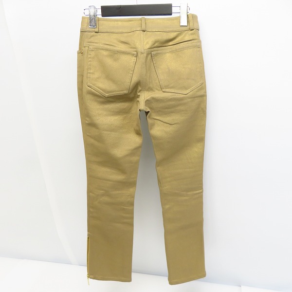実際に弊社で買取させて頂いたCELINE/セリーヌ 裾ジップ ゴールドラメ スキニーパンツ 21155 0813/34の画像 1枚目