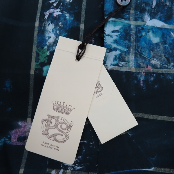 実際に弊社で買取させて頂いた【未使用】Paul Smith collection/ポールスミスコレクション チェック/ペイント総柄 長袖シャツ/Sの画像 4枚目