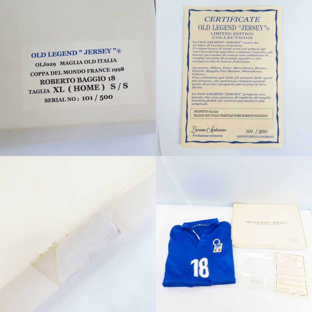 OLD LEGEND JERSEY ロベルトバッジョ サッカーイタリア代表 復刻