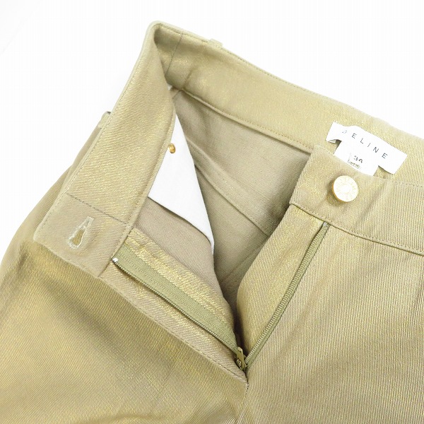 実際に弊社で買取させて頂いたCELINE/セリーヌ 裾ジップ ゴールドラメ スキニーパンツ 21155 0813/34の画像 2枚目