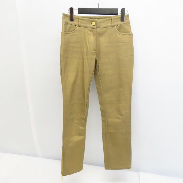 実際に弊社で買取させて頂いたCELINE/セリーヌ 裾ジップ ゴールドラメ スキニーパンツ 21155 0813/34