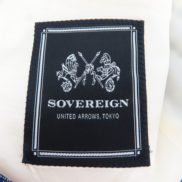 実際に弊社で買取させて頂いたSOVEREIGN/ソブリン UNITED ARROWS/ユナイテッドアローズ チェック 3B テーラードジャケット ブルー×ホワイト/52の画像 4枚目