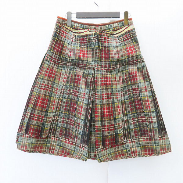 実際に弊社で買取させて頂いたJean Paul GAULTIER FEMME/ジャンポールゴルチェ チェック転写 ラップスカート/40の画像 1枚目