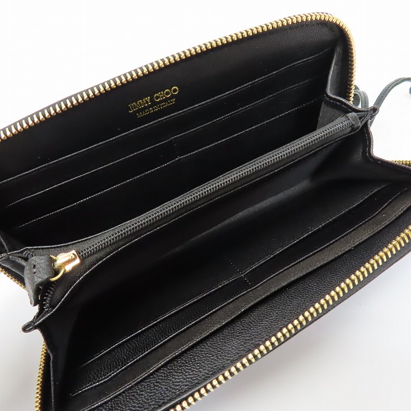 実際に弊社で買取させて頂いたJIMMY CHOO/ジミーチュウ スタースタッズ レザー ラウンドファスナー長財布の画像 3枚目
