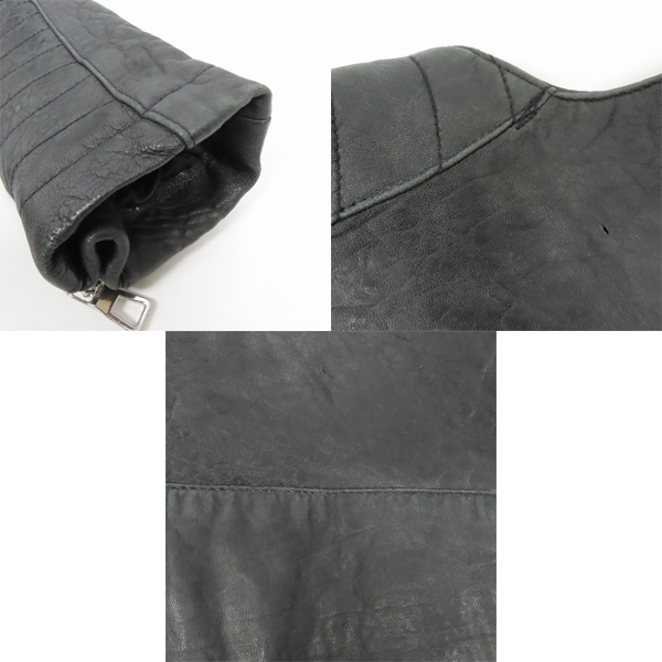 実際に弊社で買取させて頂いたBALMAIN×H&M/バルマン×エイチアンドエム レザー ライダース ジャケット ブラック 44の画像 8枚目