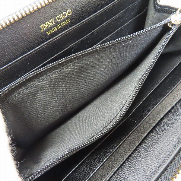 実際に弊社で買取させて頂いたJIMMY CHOO/ジミーチュウ スタースタッズ レザー ラウンドファスナー長財布の画像 4枚目