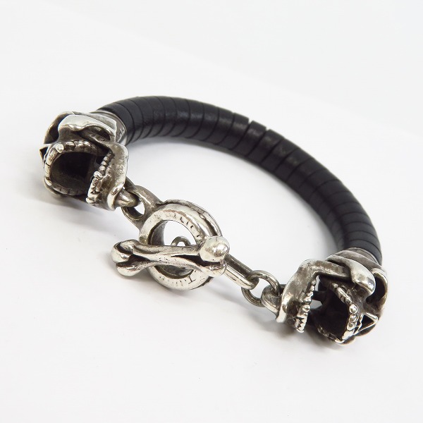 実際に弊社で買取させて頂いたLEATHERS AND TREASURES/レザーズ アンド トレジャーズ シルバー×レザー スカル/Tバー ブレスレット
