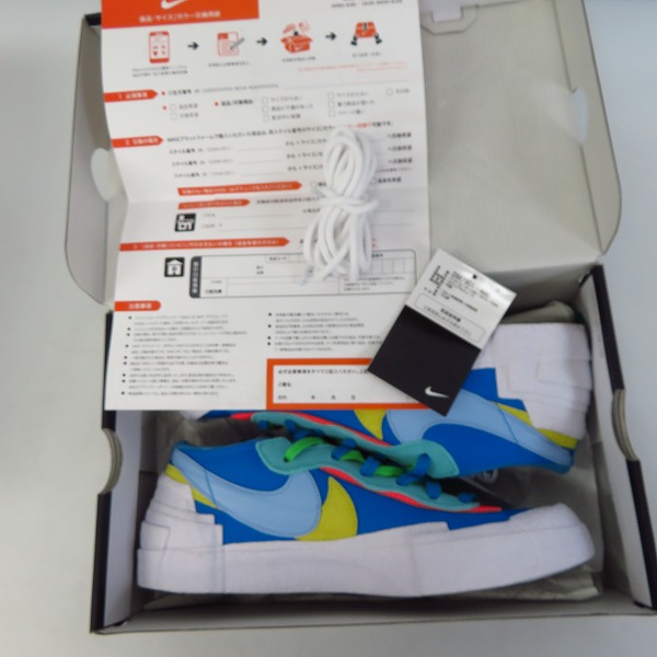 実際に弊社で買取させて頂いたKAWS×sacai×Nike/カウズ×サカイ×ナイキ Blazer Low Neptune Blue DM7901-400/27.0の画像 8枚目