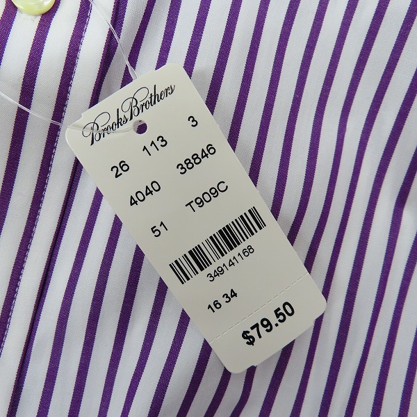 実際に弊社で買取させて頂いた【未使用】BROOKS BROTHERS /ブルックスブラザーズ L/S ストライプ ボタンダウンシャツ/16-34の画像 3枚目