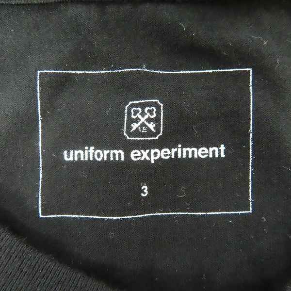 実際に弊社で買取させて頂いたuniform experiment/ユニフォームエクスペリメント ボックスプリント 胸ポケット カットソー ブラック UE-178077/3の画像 2枚目