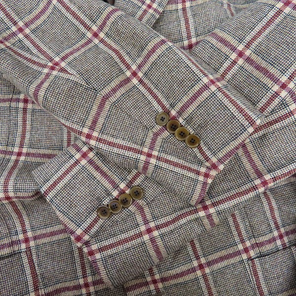 実際に弊社で買取させて頂いた【未使用】SOVEREIGN/ソブリン UNITED ARROWS/ユナイテッドアローズ カシミヤ混チェック3Bテーラードジャケット/54の画像 6枚目