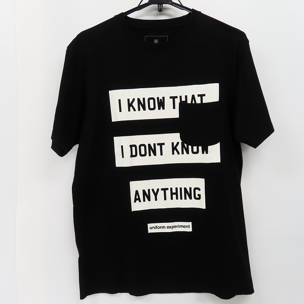 実際に弊社で買取させて頂いたuniform experiment/ユニフォームエクスペリメント ボックスプリント 胸ポケット カットソー ブラック UE-178077/3