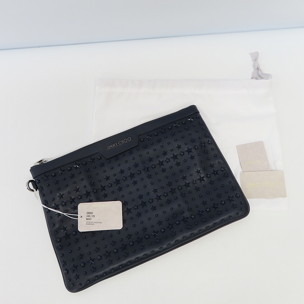 実際に弊社で買取させて頂いた【未使用】JIMMY CHOO/ジミー チュウ DEREK/デレク スタースタッズ クラッチバッグの画像 7枚目