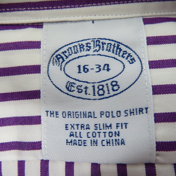 実際に弊社で買取させて頂いた【未使用】BROOKS BROTHERS /ブルックスブラザーズ L/S ストライプ ボタンダウンシャツ/16-34の画像 2枚目