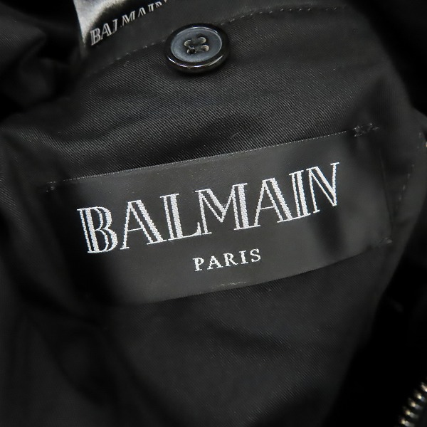 実際に弊社で買取させて頂いたBALMAIN/バルマン 14AW バイカーダウンジャケット ブラック W4HT266C631/XSの画像 2枚目