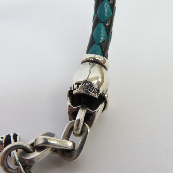 実際に弊社で買取させて頂いたLEATHERS AND TREASURES/レザーズ アンド トレジャーズ シルバー×レザー スカル/Tバー ブレスレットの画像 5枚目