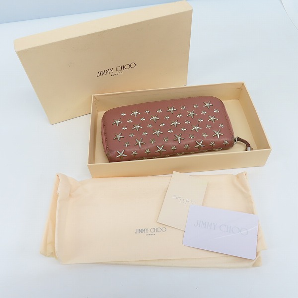実際に弊社で買取させて頂いたJIMMY CHOO/ジミーチュウ スタースタッズ レザー ラウンドファスナー長財布の画像 8枚目