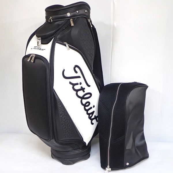 実際に弊社で買取させて頂いたTitleist/タイトリスト 9.5型 CB810-BK キャディバッグ ブラックｘホワイトの画像 1枚目