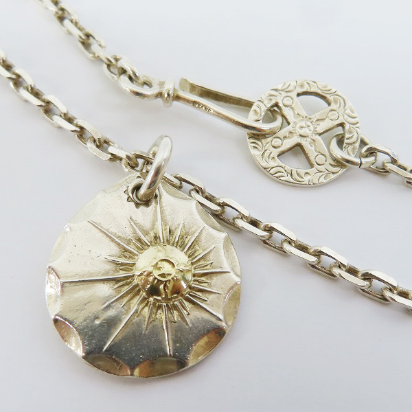 実際に弊社で買取させて頂いたFIRST ARROWS/ファーストアローズ K18付 タタキメタルペンダントトップ ホイール ネックレスチェーン