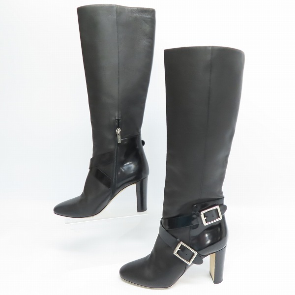 実際に弊社で買取させて頂いたJIMMY CHOO/ジミーチュウ レザー サイドジップ ハイヒールロングブーツ 39の画像 3枚目