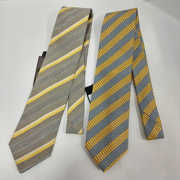 実際に弊社で買取させて頂いたHUGO BOSS/ヒューゴ ボス 斜めストライプ/スクエア柄 ネクタイ おまとめ6点の画像 2枚目