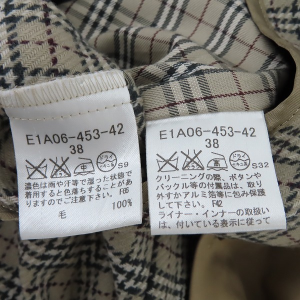 実際に弊社で買取させて頂いたBURBERRY BLUE LABEL/バーバリー ブルーレーベル トレンチコート 38の画像 3枚目