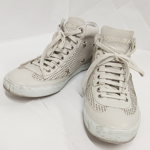 実際に弊社で買取させて頂いたJIMMY CHOO/ジミーチュウ スタースタッズ スニーカー ホワイト/41