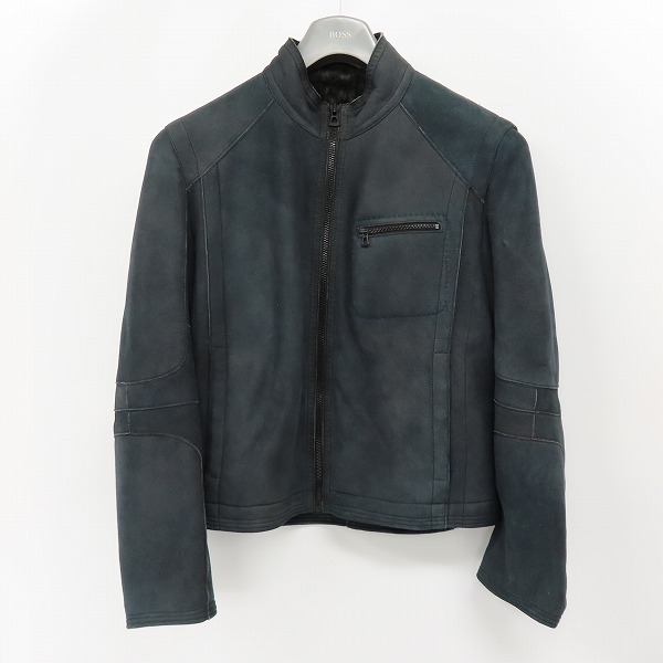 実際に弊社で買取させて頂いたHUGO BOSS/ヒューゴボス ラムスキン 裏地ファージャケット/48