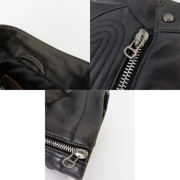 実際に弊社で買取させて頂いたHUGO BOSS/ヒューゴボス ラムレザー デザインライダースジャケット/50の画像 8枚目