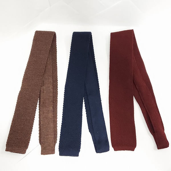 実際に弊社で買取させて頂いたBrooks Brothers/ブルックスブラザーズ チェック/ノルディック/ソリッド ニット他 ネクタイ おまとめ9点の画像 1枚目