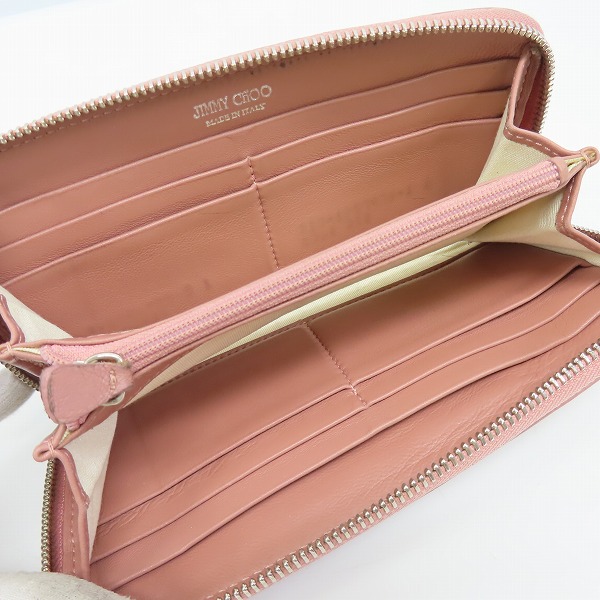実際に弊社で買取させて頂いたJIMMY CHOO/ジミーチュウ スタースタッズ レザー ラウンドファスナー長財布の画像 3枚目