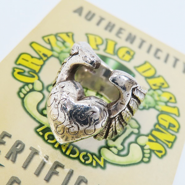 実際に弊社で買取させて頂いた【ギャラ付】CRAZY PIG/クレイジーピッグ Large heart ＆ wings ring CP812/14-14.5号