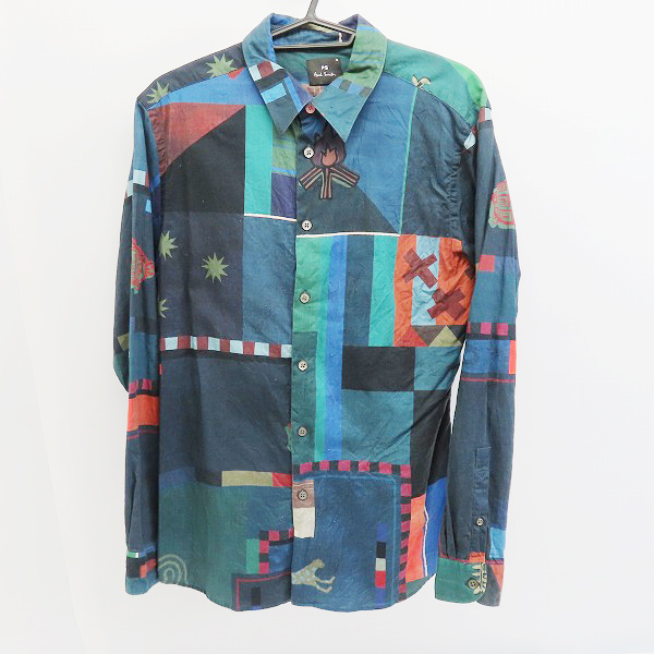 実際に弊社で買取させて頂いたPS Paul Smith/ピーエスポールスミス AFRICAN FLAG プリントシャツ 292309 149TN/M