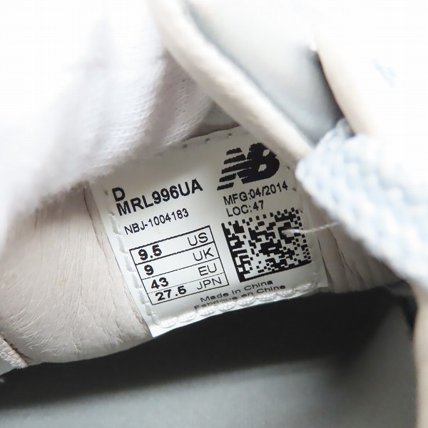 実際に弊社で買取させて頂いたNEW BALANCE/ニューバランス UNITED ARROWS別注 25周年記念 スニーカー MRL996UA/27.5の画像 5枚目