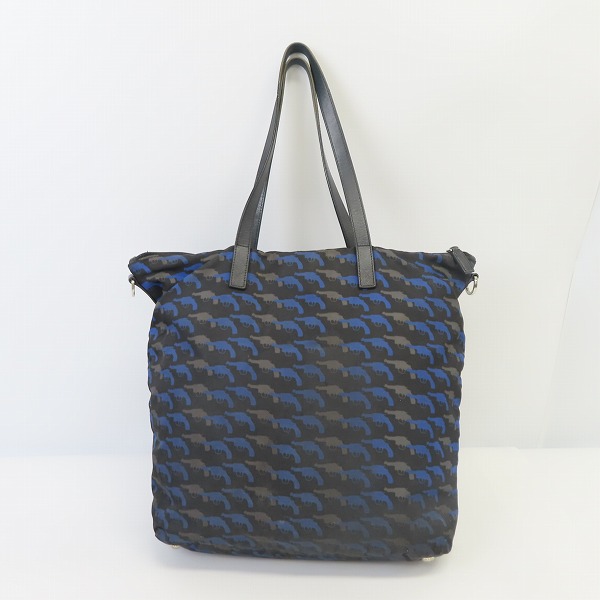 実際に弊社で買取させて頂いた【難有り】PRADA/プラダ TESSUTO STAMPAT ピストル総柄 三角ロゴプレートトートバッグ B4696Pの画像 1枚目