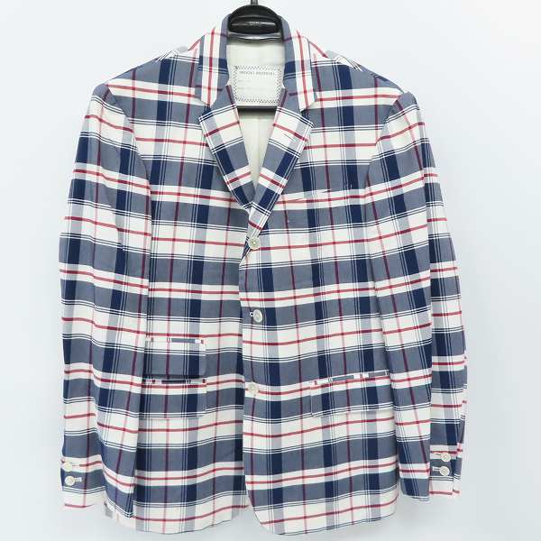 実際に弊社で買取させて頂いたBLACK FLEECE by Brooks Brothers/ブルックスブラザーズ チェック3Bテーラードジャケット 白×紺×赤/BB3