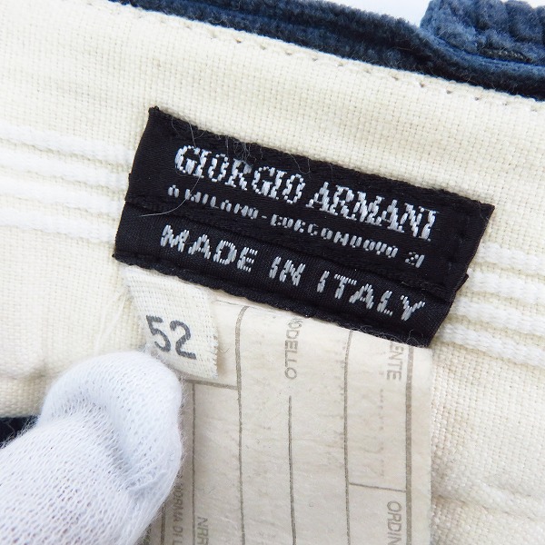実際に弊社で買取させて頂いたGIORGIO ARMANI/ジョルジオアルマーニ コーデュロイパンツ ネイビー/52の画像 3枚目