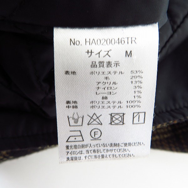 実際に弊社で買取させて頂いたHARE/ハレ オーバーサイズ 中綿ジャケット チェック HA020046TR /Mの画像 3枚目
