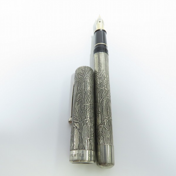 実際に弊社で買取させて頂いたSHEAFFER/シェーファー ROYAL SELANGOR PEWTER バンブー総彫り 万年筆 ペン先18K/750の画像 1枚目