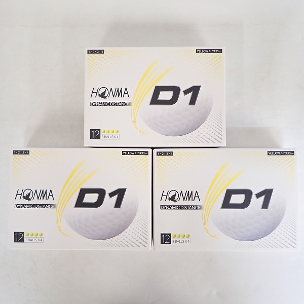 実際に弊社で買取させて頂いた【未使用】HONMA/ホンマ D1 2020 DYNAMIC DISTANCE イエロー ゴルフボール 3ダース の画像 2枚目
