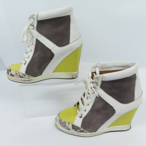 実際に弊社で買取させて頂いたJIMMYCHOO/ジミーチュウ ハイカット ヒールスニーカーブーツ 133PANAMA/37の画像 3枚目