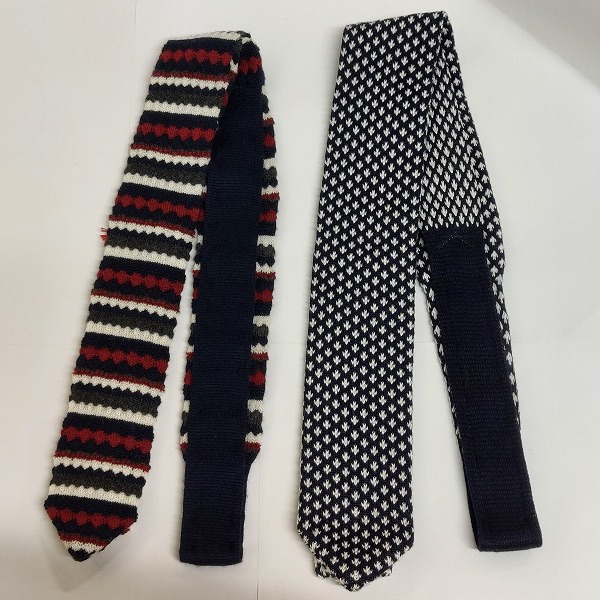 実際に弊社で買取させて頂いたBLACK FLEECE/Brooks Brothers ボーダー タータンチェック柄等 ニット/ウール ネクタイ おまとめ7点の画像 3枚目
