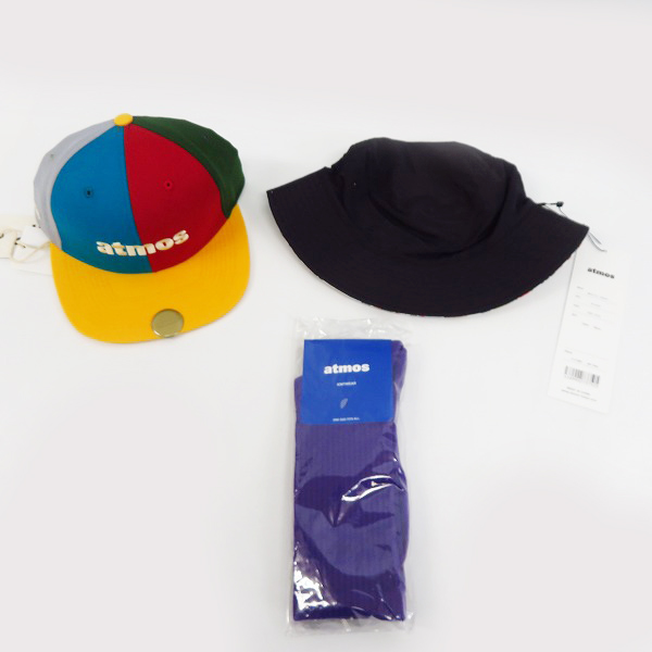 実際に弊社で買取させて頂いた【未使用】atmos/アトモス ハット/靴下/キャップ 3点セット