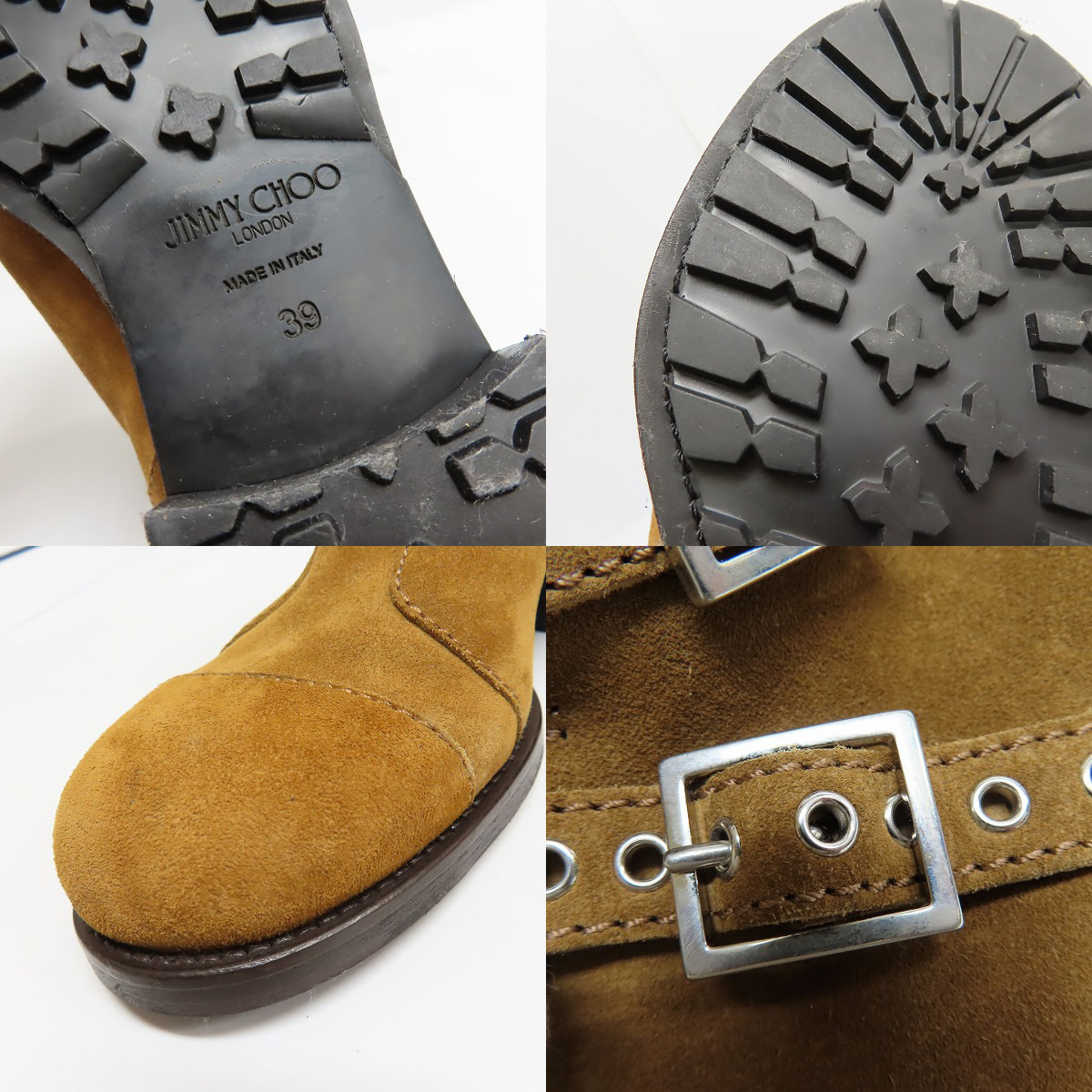 実際に弊社で買取させて頂いたJIMMY CHOO ジミーチュウ DOVER FLAT シナモン ベルクロ ショートブーツ 39の画像 5枚目