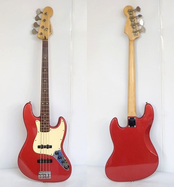 実際に弊社で買取させて頂いた★BUSKER'S/バスカーズ ジャズベース タイプ メタリックレッド エレキベース ソフトケース付 の画像 1枚目
