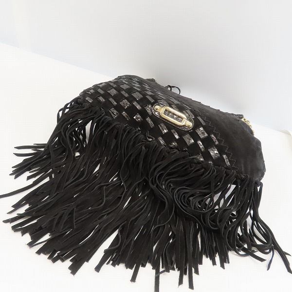 実際に弊社で買取させて頂いたJIMMY CHOO/ジミーチュウ スエードレザー フリンジ ショルダーバッグの画像 2枚目