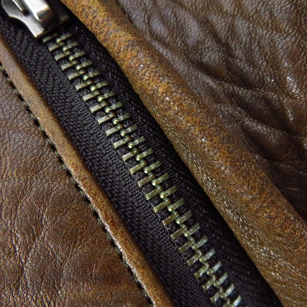 実際に弊社で買取させて頂いたIF SIX WAS NINE/イフシックスワズナイン BRONDY EARTH レザージャケット/0の画像 7枚目